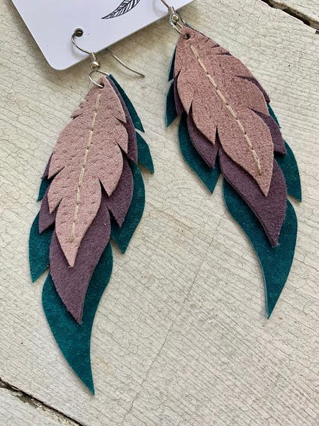 Leather Feather Earrings