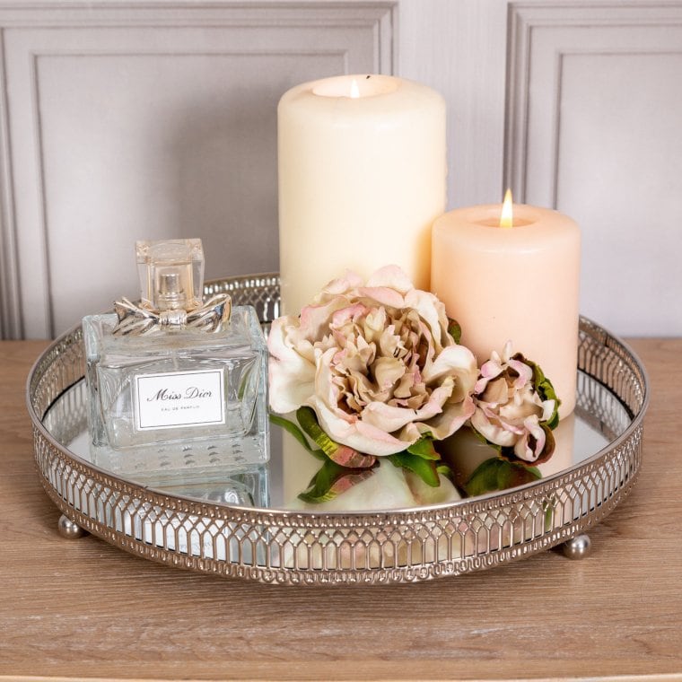 Silver Mirrored Tray Centrepiece