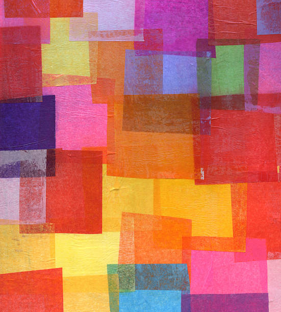 abstract artwork created from tissue paper squares