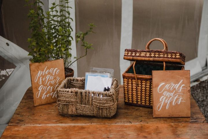 Wicker Basket Wedding Card Box