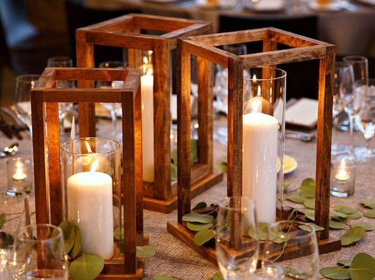 Wooden Lantern Centerpiece