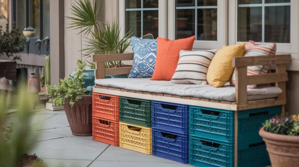 Milk Crate Storage Bench