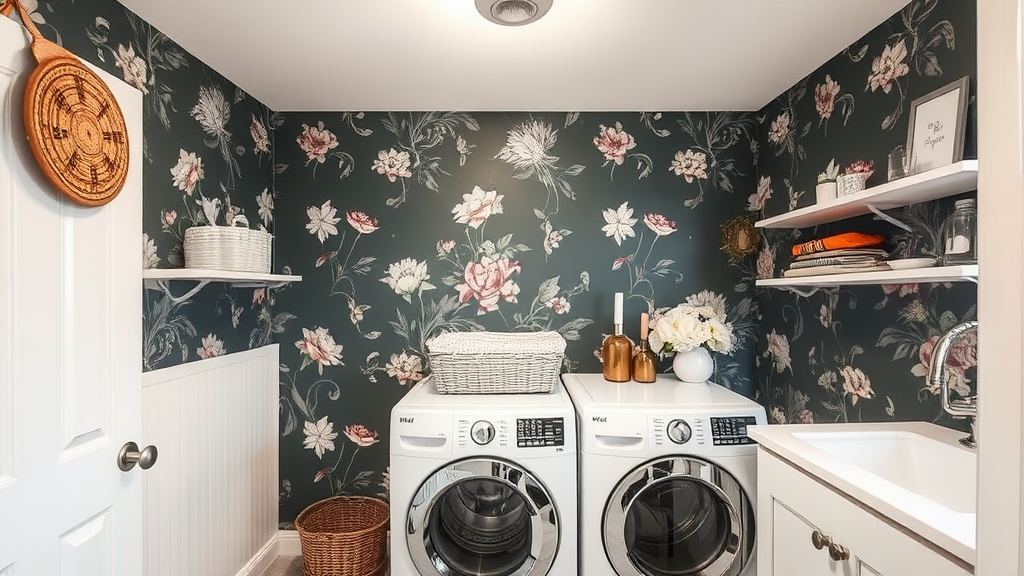 peel and stick wallpaper for laundry room