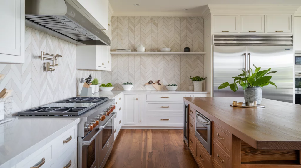 Chevron-Pattern Backsplash