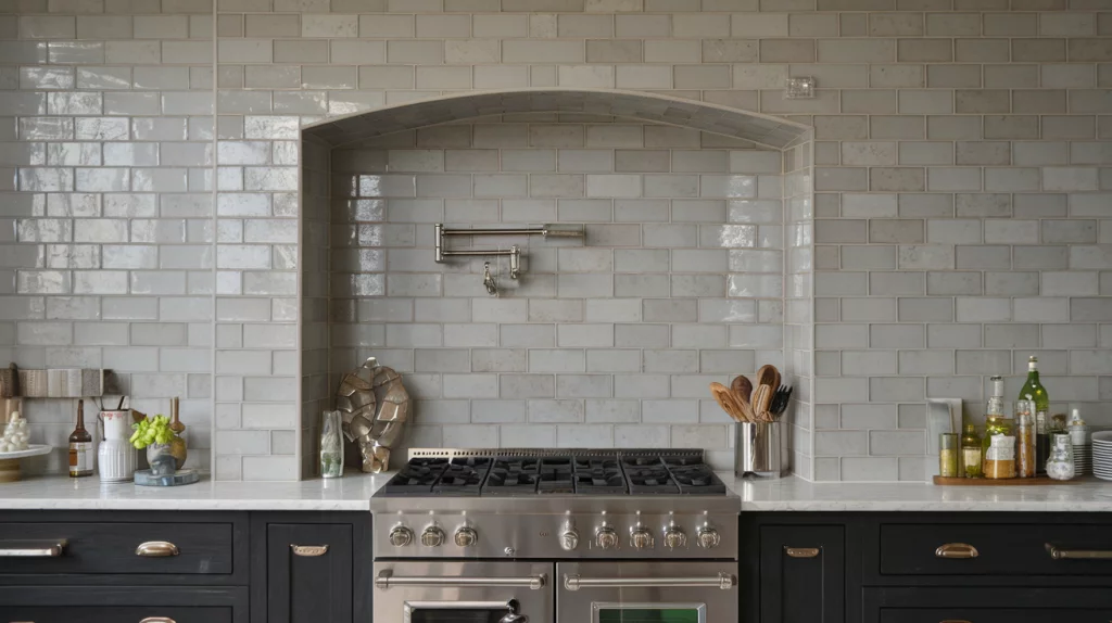 Full-Height Backsplash in Textured Subway Tiles